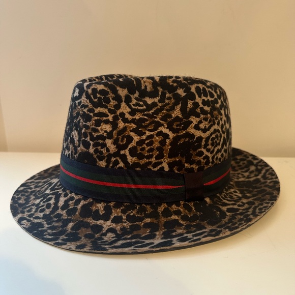 Grevi leopard Wool felt fedora Hat Women’s OS Made In Italy - Picture 2 of 8